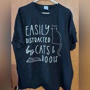 Port and Company Black Cat & Book Tee